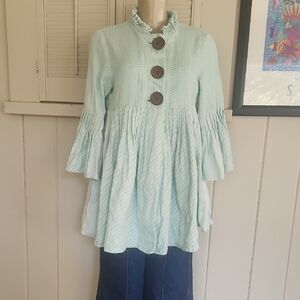 Chic Mint Green Buttoned Tunic
